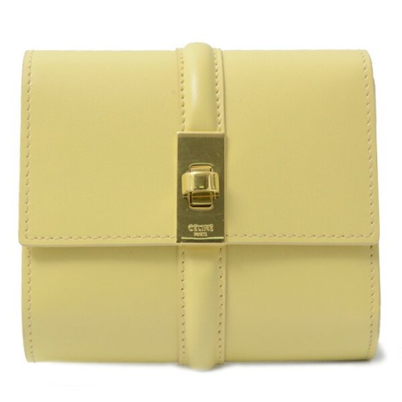 Celine Wallet Women's Small Trifold 16 Leather Yellow CELINE - Picture 1 of 10